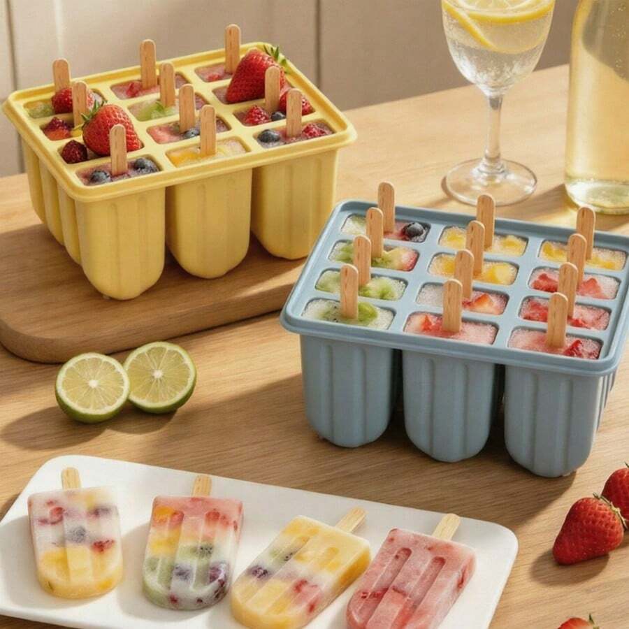 12pcs Silicone Ice Pop Mold, Suitable For Homemade Ice Cream Popsicles, Creative Ice Cream Cone Mold, DIY Ice Pops And Ice Cubes