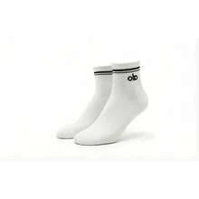 ALO Unisex Neutral White Mid-Calf Sports Socks - Breathable Moisture-Wicking Athletic Socks For Men Women, Cushioned Heel Arch Support For Yoga Running Training - Available In S M L (Sold Separately) - trắng - Xem 8