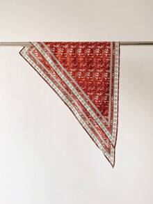 1pc Faux Silk Elegant Geometric Pattern Printed Triangle Shawl Women's Spring/Summer Casual Fashion Decorative Wrap Scarf, Shawl Dual-Use, Suitable For Daily Matching, Ideal Gift Choice - Burgundy - View 2