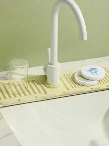 1pc Silicone Faucet Splash Guard, Trimmable, Narrow Edge, Suitable For Kitchen Sink And Bathroom Washbasin - Multicolor - View 7