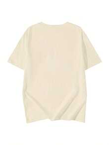 Camiseta de manga corta con estampado de letras Y2K para mujer, top holgado de estilo Ins para verano - Negro - Ver 6