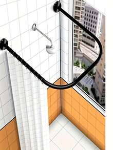 Adjustable 304 Stainless Steel U-Shaped Shower Curtain Rod - Easy Wall-Mounted Corner Rod For Bathtub, Space-Saving Design, Durable Rust-Resistant Metal, Suitable For Standard Shower - B - View 5