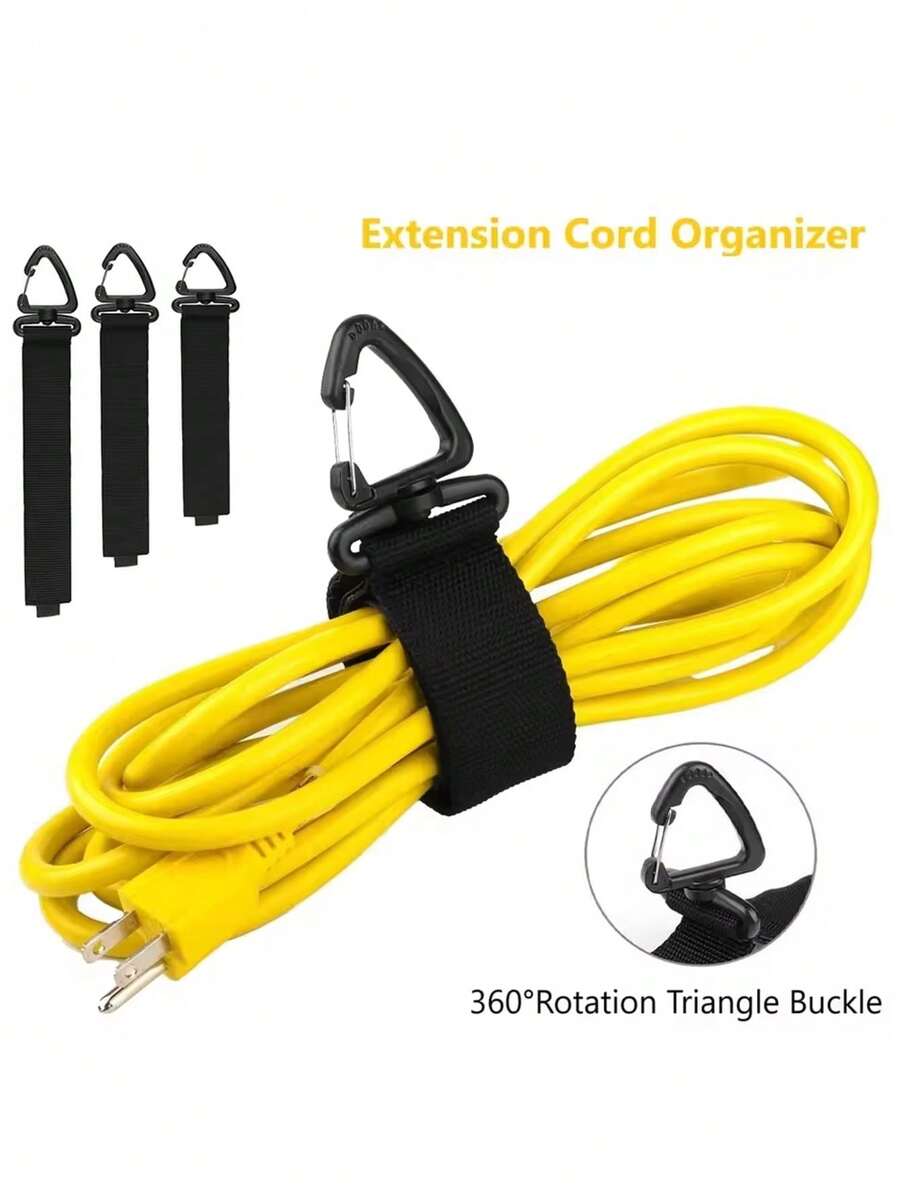 5 piezas de organizadores de cables de extensión ajustables de alta resistencia - Correas de almacenamiento de polipropileno negro duradero para taller, garaje y organización del hogar, gestión segura de cables, soporte de cables, organizador de herramientas, construcción resistente - General - View 1