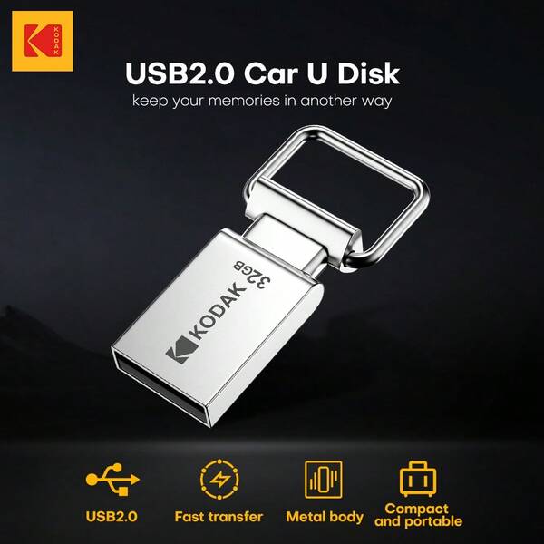 Kodak 柯达 USB 2.0 闪存盘 U 盘 金属材质 适用于 PC 笔记本电脑 32GB/64GB/128GB