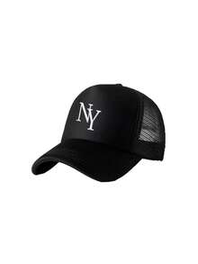 1PC Women's Personalized "NY" Letters Mesh Adjustable Baseball Cap, Lightweight Breathable Outdoor Sun Hat,Outdoor Sun Protection Adjustable Hat,Unisex Minimalist Solid Color Breathable Mesh Cap,Suitable For Outdoor Sports - Multicolor - View 10