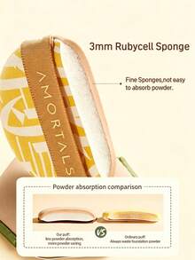 Amortals 2Pcs 9.5mm Ultra Thin Cushion Puff Set – Teardrop & Hexagon Rubycell Sponges, Wet Dry Dual Use Powder-Saving, Reusable Washable For Foundation Cream Powder Makeup, Viral Trending Makeup Sponge For Beginners - Yellow - View 5
