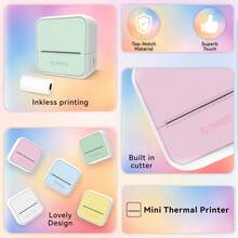 ORICO Portable Thermal Pocket Printer, 2 Inch Mini Sticker Printer, Study Notes Photo Printer, Can Be Used For Sticker Label Printing, Suitable For Diary/Journal/Travel/Notes/List/Memo And Other Uses, An Essential Little Helper For Life - Multicolor - View 4