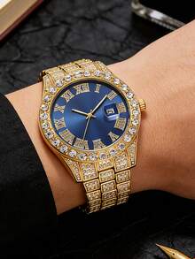 2 Pieces / 3 Pieces6-Piece / 9-Piece Men's Quartz Watch Sets In Hip-Hop Style With Rhinestone Inlays, Ideal Gift Choices. - Multicolor - View 7