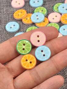 30pcs 1.5cm Multicolor Mixed Mini Lemon Pattern Plastic 2-Hole Buttons, Handmade Creative DIY Decorative Buttons For Clothing, Bags, Hair Accessories - Multicolor Mixing - View 7