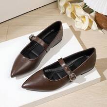 2026 New Mary Jane Shoes For Women, French Style Gorgeous Non-Fatiguing Soft Bottom Versatile Pointed Toe Flat Slip-On Shoes - Brown - View 12