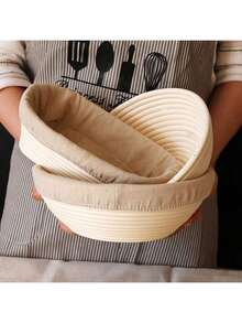 Round Fermentation Bowl, Handwoven Rattan Basket With Cloth Cover, Suitable For Sourdough Baking - Perfect For Halloween, Christmas, Thanksgiving Fermentation & Baking Mold - Round Fermentation Bowl - View 5