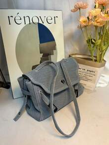 Fashionable Minimalist Versatile Shoulder Bag, Large Capacity Commuter Crossbody Bag For Women - Blue - View 4