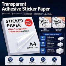 A4 Clear Sticker Paper, Printable Transparent Adhesive Vinyl For Inkjet Printer, Waterproof Tear Resistant DIY Labels & Decals, 10 20 50 Sheets - A - View 1