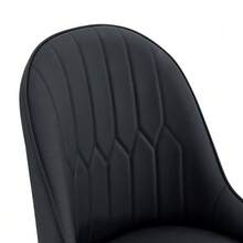 Set Of 2 Black Polyurethane Chairs With A Lightning Bolt Pattern Backrest. Water-Repellent, Durable, Easy To Clean, With Thick, Highly Elastic Padding. Ideal For Private Kitchens, Cafes, Or Commercial Use. - Black - View 7