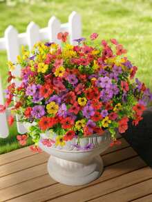 20pcs Artificial Flowers, Faux Plants Suitable For Indoor And Outdoor Gardens, Porches, Windowsills, Home, Weddings, Country Style, UV Resistant Plastic Flowers, Realistic Greenery Decor, Hanging Baskets, Kitchen Home Vase Decoration - Multicolor - View 3