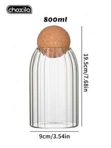 choxila 1pc Glass Coffee Storage Jar, Tea Leaf Storage Jar With Airtight Cork Lid, Glass Jar For Coffee Beans, Dried Fruits - View 15