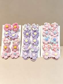 30/20pcs Girls Floral Hair Ties, Cute Floral Plaid Print Elastic Hairbands, Sweet Fabric Hair Ropes, Soft Daily Hair Accessories - Multicolor - View 3