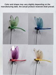 1/4pcs Realistic Dragonfly Clips, Pest Repellent Lobster Clips, 3D Simulated Fake Dragonfly Decorative Clips, Plastic Dragonfly Garden Hummingbird Decorative Stakes With Support, Suitable For Indoor And Outdoor - Multicolor - View 10