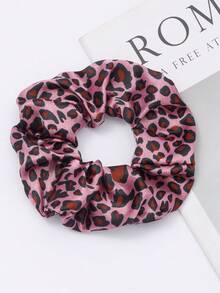 1pc Leopard Print Wide Edge Daily Wear Women Hair Scrunchie Ponytail Hair Ties Elastics Rubber Bands - Multicolor - View 2