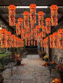 Pumpkin Paper Lanterns, Halloween Party Decorations, Halloween Paper Lanterns, Suitable For Halloween Party Decorations, Orange And Black Hanging Paper Shades, Ideal For Birthday, Wedding, Graduation Ceremony, Suitable For Indoor And Outdoor Use, Indoor Decoration, Outdoor Decoration, Seasonal Decoration - A - View 5