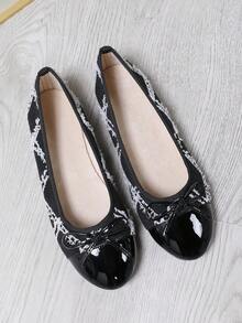 Ballet Shoes, Versatile Low-Top Soft Bottom Comfortable Lightweight Casual Shoes, Fashionable For Work And Everyday Wear, Spring/Summer/Autumn - Black and White - View 6