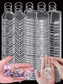5/10/20/30/40/50/100PCs Acrylic Photo Frame Keychain Clear Picture Insert Blank Keyrings For Double-Sided Photos Holder DIY Party Guest Gifts - Multicolor - View 1