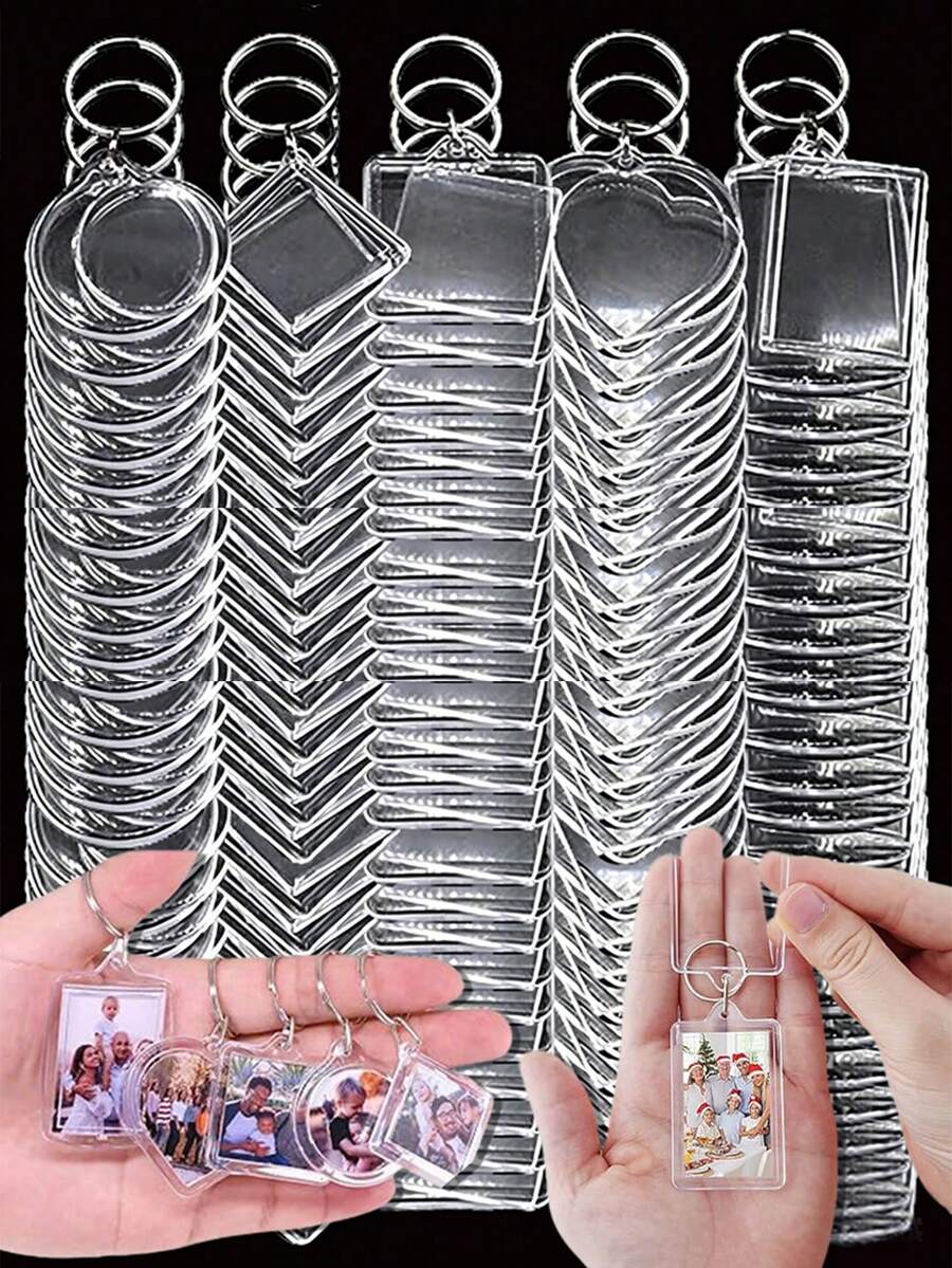 5/10/20/30/40/50/100PCs Acrylic Photo Frame Keychain Clear Picture Insert Blank Keyrings For Double-Sided Photos Holder DIY Party Guest Gifts - Multicolor - View 1