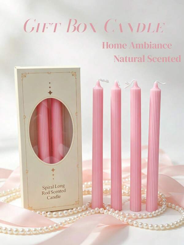 2pcs/4pcs Velas largas cónicas con rayas rosas francesas, tamaño 0.78*9.84 pulgadas, velas largas cónicas con punta, decoraciones de velas, crean ambiente, adecuadas para decoración del hogar, decoración de restaurantes, decoración de hoteles, gran regalo para dar, decoración de vacaciones