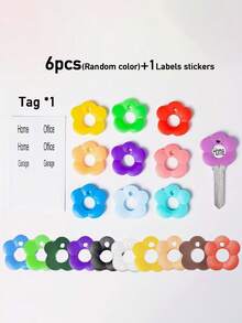 6/12/24 piezas Cubiertas elásticas de silicona con flores de colores para identificar llaves - Fundas con forma de flor para reconocimiento fácil, surtido de colores aleatorios - Ideal para hermanas y amigas, regalo perfecto para el Día de San Valentín/Día de la Madre/Cumpleaños - Ver 8