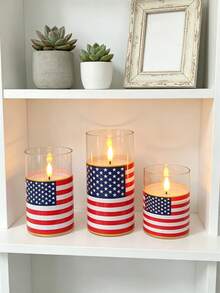 3pcs Flameless Candle Lights With Remote Control/Timer Function, Battery Operated Warm Light Candles, For Table Centerpiece Decoration, Suitable For US Independence Day, Holiday Atmosphere Decorative Lights - Warm Light - View 4