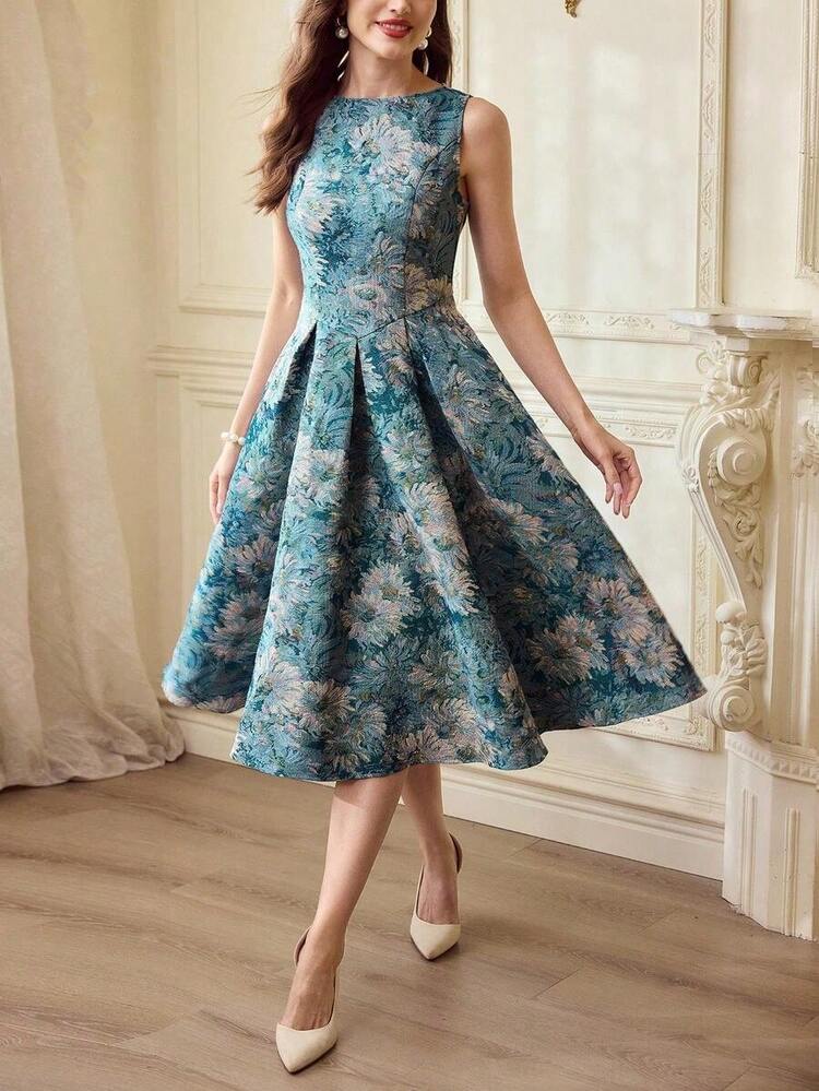 Women Midi Dresses - 藍綠色的水 - 查看 5