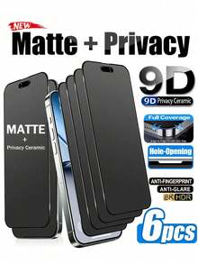MSRI 6pcs Matte Anti-Spy Screen Protector, Soft Unbreakable Screen, Fingerprint-Resistant, Compatible With IPhone 17E/17 ProMax/16 ProMax/15 ProMax/14 ProMax/13 ProMax/12 ProMax/11 ProMax/17 Pro/16 Pro/15/14/13/12/11 Series - Black - View 35