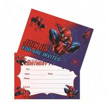 Marvel Bộ 10 thiệp mời sinh nhật Người Nhện, thiệp mời chủ đề siêu anh hùng màu đỏ và xanh dương dành cho bé trai, in hai mặt, đồ dùng trang trí tiệc, lựa chọn lý tưởng cho các bữa tiệc sinh nhật, sự kiện chủ đề siêu anh hùng và các buổi lễ kỷ niệm trong lớp học. - Nhiều màu - Xem 5