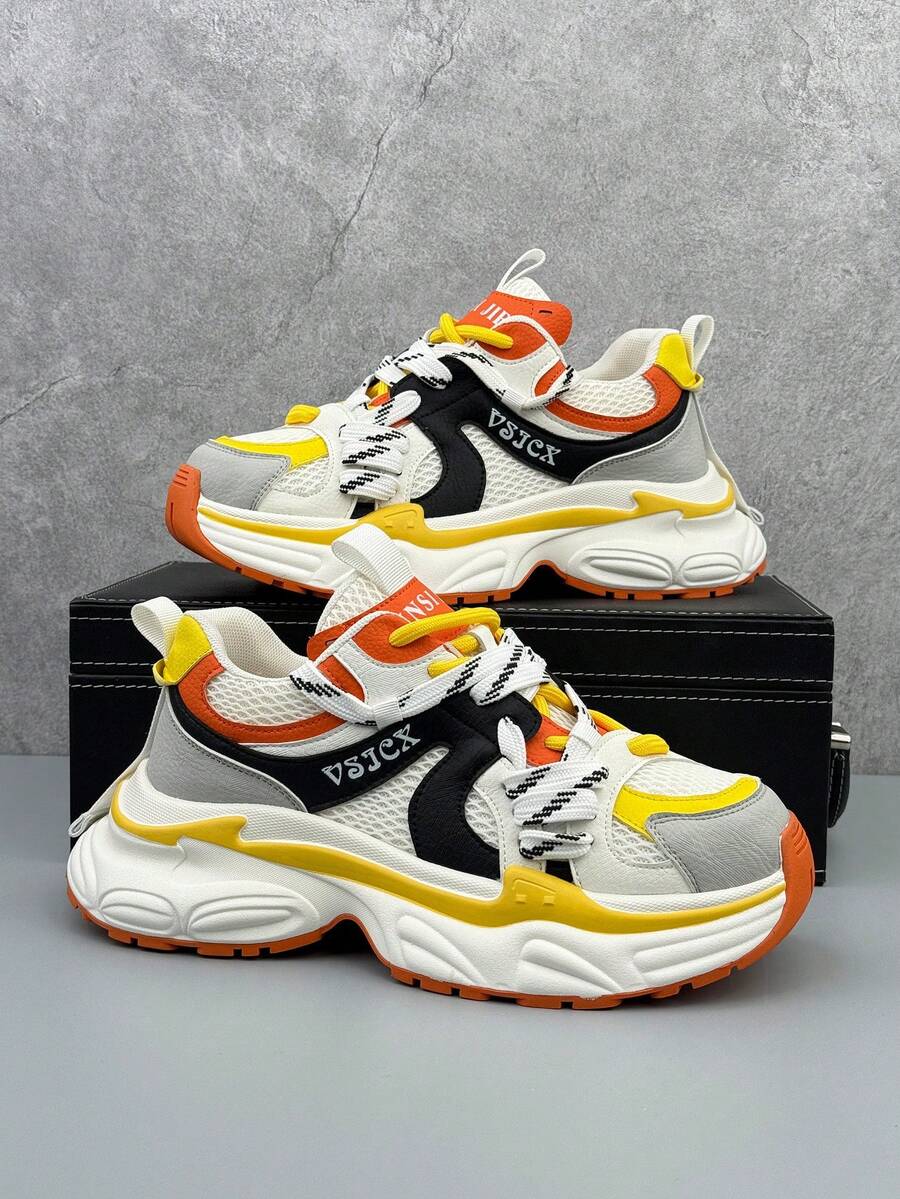 2026 New Men's Thick Sole High Heel Increasing Height 7CM Casual Retro Paris Chunky Sneakers, Fashion Sports Running Shoes, Lightweight Breathable Outdoor Walking Sneakers
