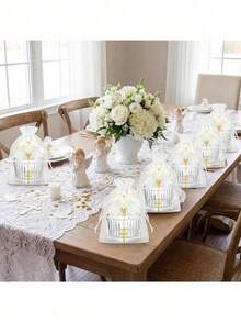 6 Sets Crystal Candy Bowl Baptism Gifts With 6 Cross Rose Baptism Decorations, Wedding Baby Shower First Communion Party Supplies (White) - Multicolor - View 5