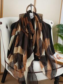 1 pièce Écharpe de luxe 80*180CM, écharpe de voyage polyvalente, châle/foulard imprimé à la mode pour femmes, toutes saisons - Multicolore - Voir 1