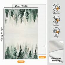 2pcs Watercolor Pine Forest Printed Kitchen Towels, 100% Polyester Kitchen Cleaning Cloths, Suitable For Restaurant, Kitchen And Home Decor; Quick-Drying, Lightweight, Fade-Resistant, Low-Shedding, Anti-Mildew, High Color Fastness, Size 40*60cm - Multicolor - View 2