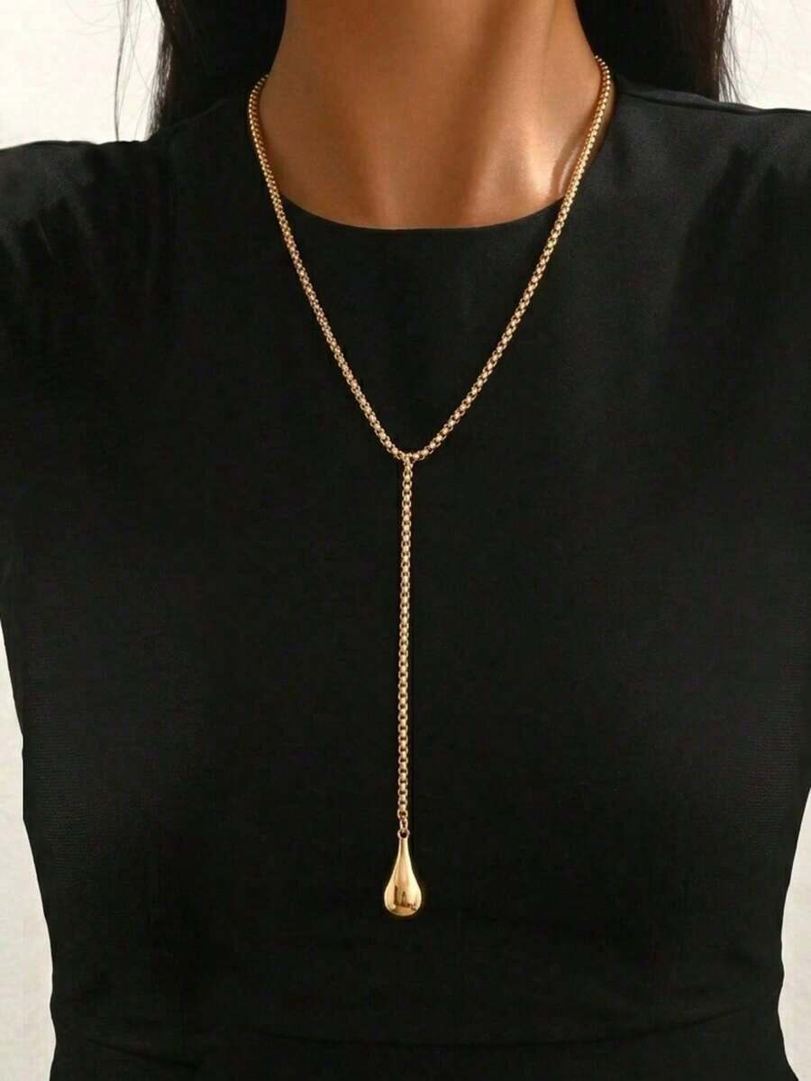 1 pieza Collar largo multicapa en forma de Y con cadena de maíz estilo bohemio, ajustable, adecuado para uso diario, vacaciones, fiestas, joyería multifuncional para mujer - Amarillo dorado - A - Ver 1