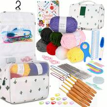 59pcs Crochet Kit, Handmade Gift For Boyfriend/Girlfriend, Pet Accessories Crochet, DIY Beginner Crochet Full Set With Yarn, Portable Knitting Tools, Basic DIY Crochet Tools With Yarn, Handcraft Tool Kit Gift For Elderly - Lucky Cat 58-piece Set - View 9
