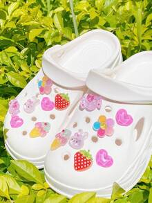 14pcs Pink (Flower, Candy, Ice Cream, Strawberry, Heart) Shoe Decoration DIY Accessories - Fun, Versatile Personalized Shoe Embellishments, Perfect Gift For Holidays, Parties And Special Occasions - Pink - View 4