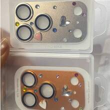 彩色水晶蝴蝶鏡頭保護貼膜適用於 iPhone 17 Pro Max，鋼化玻璃全覆蓋鏡頭保護貼，高解析度一體式 - 橘色 - 查看 5