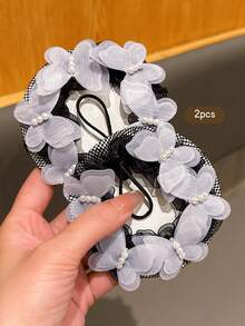 2pcs White Butterfly Hair Net Suitable For Performance Dance Headpiece - Multicolor - View 6