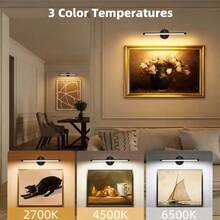 1pc Modern Black LED Wall Light, USB Rechargeable Art Light, 360 ° Rotatable Wall Light, Button+Remote Control Control, 3-Color Light, Adjustable Brightness, With Timing Function, Suitable For Gallery Painting Lights, Cabinets, Art Bedrooms(1800mAh) - USB - View 8