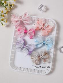 12/6pcs Girls Multi-Color Sequin Bow Hair Clips Hair Accessories Headwear Top Clips Back Clips Side Clips Alligator Hair Clips For Daily Use - Multicolor - View 4