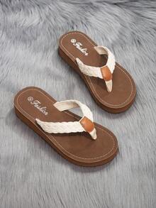 New Summer Women's Flip Flops, Sexy Open Toe, Comfortable & Versatile, Lightweight & Breathable, Fashionable Thick-Soled Sandals, Suitable For Beach, Vacation, Dates, Indoor Wear - Beige - View 7