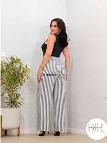 Wide-Leg Pants In DUNA Fabric, Unlined, Woven Fabric WITHOUT Elastane, With Pockets (Size Chart Available) - White/grey - View 2