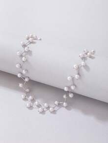 imoli 1pc French Elegant Resin Geometric Line & Pearl Necklace, Suitable As Jewelry Gift For Women - 5634-g - View 10