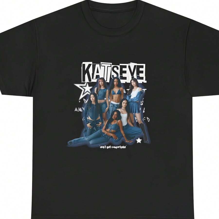 Katseye Graphic Tee _ _K-Pop_ Hand-Designed Merch - Black - View 1