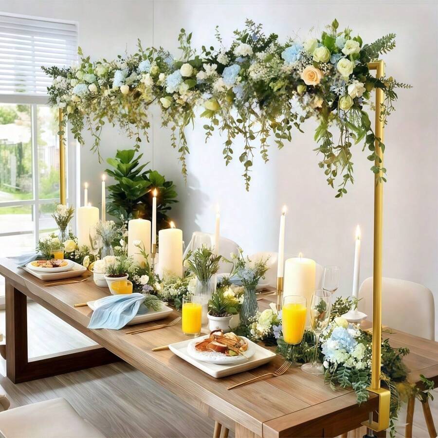 Over The Table Rod Stand With Clamps Adjustable Length Table Arch Stand, Metal Table Backdrop Stand Gold Table Arch Hanging For Wedding Birthday Party Halloween Christmas Decoration - 彩色 - 查看 1