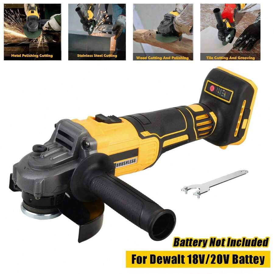 Angle Grinder Cordless For De-Walt 20V Max Battery, Brushless, 4 1/2" Cordless Grinder, Variable Speed, Powerful 20V Angle Grinder Tool For Grinding Polishing Cutting (Battery Not Included)